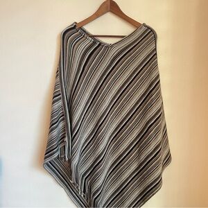 Poncho Sweater Stripes Fringe Asymmetrical Western Boho Chic Indie Sleaze Y2K